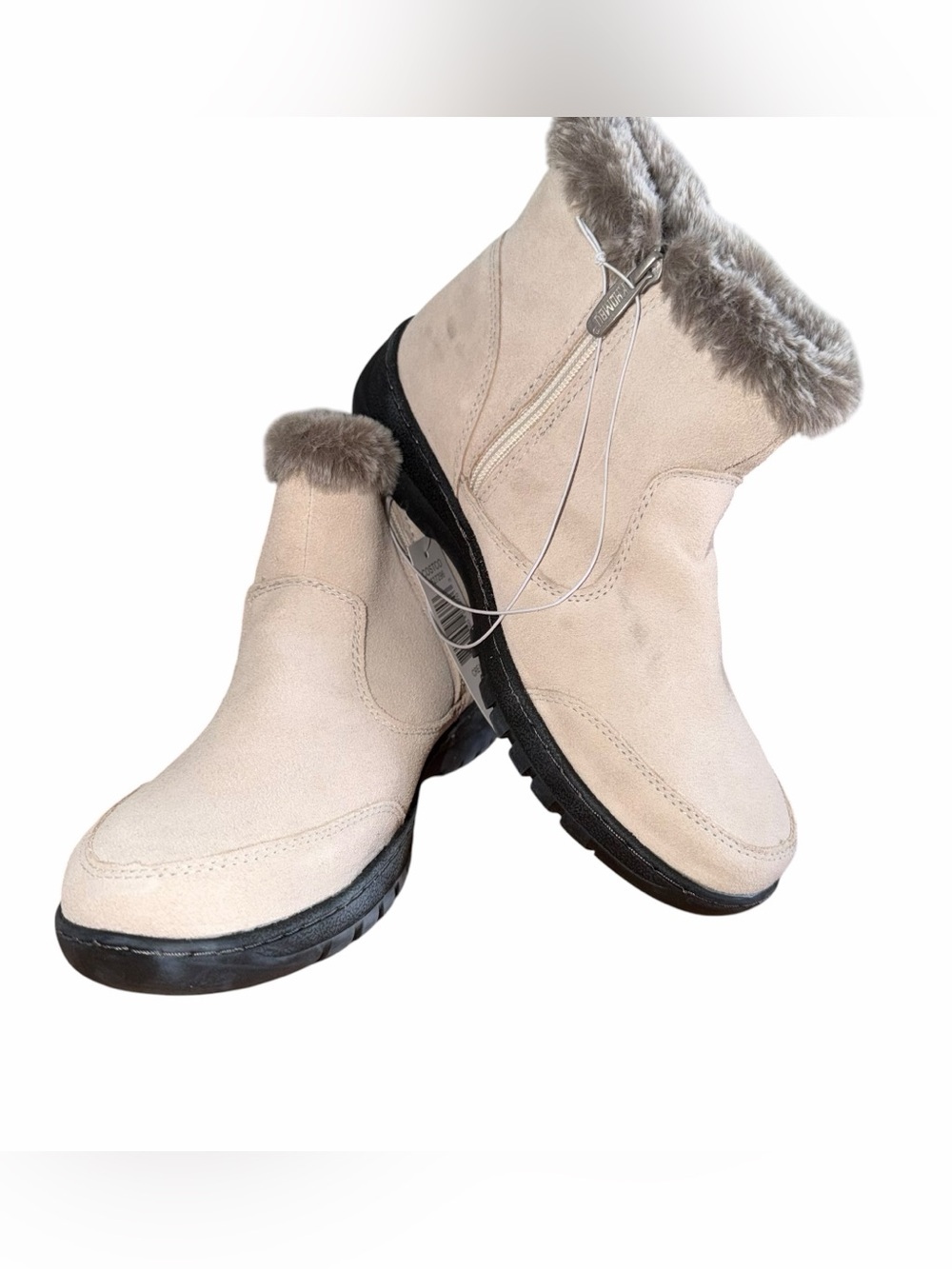 Khombu Iris Winter Snow Boots Womens 9 Cream Faux Fur Waterproof Ankle NWT - Picture 2 of 8